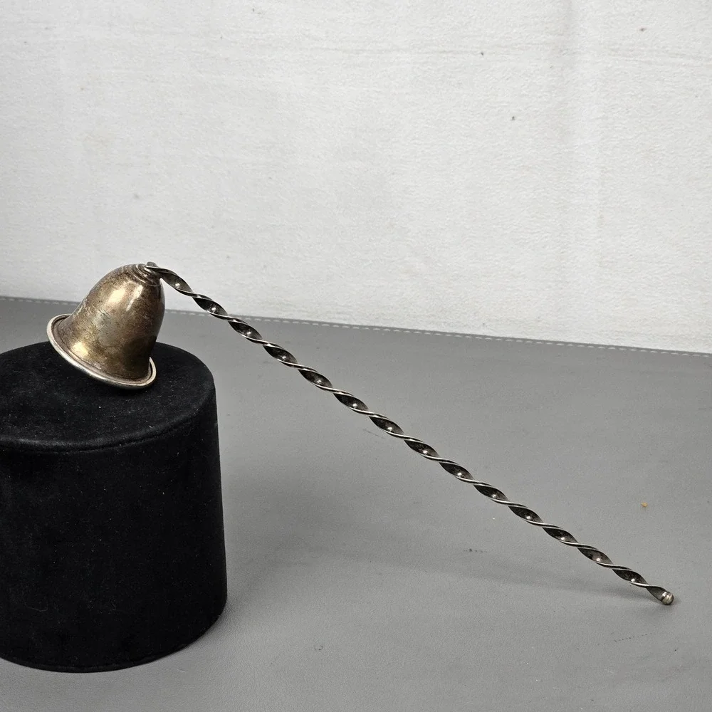 Vintage Sterling Silver Bell Candle Snuffer Long Twisted Handle 8.5